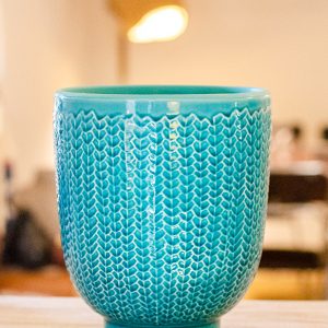 Vase motif bleu vert