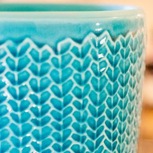 Vase motif bleu vert