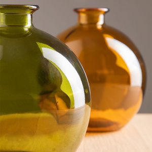Vases en verre recyclés kimma vert et orange